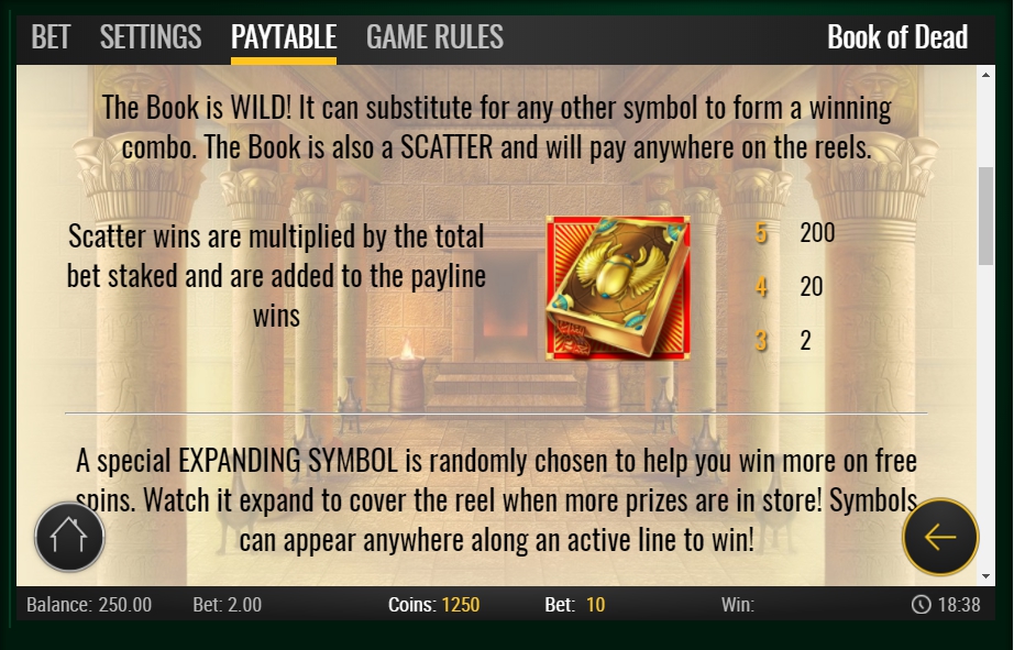 book of dead slot machine detail image 3